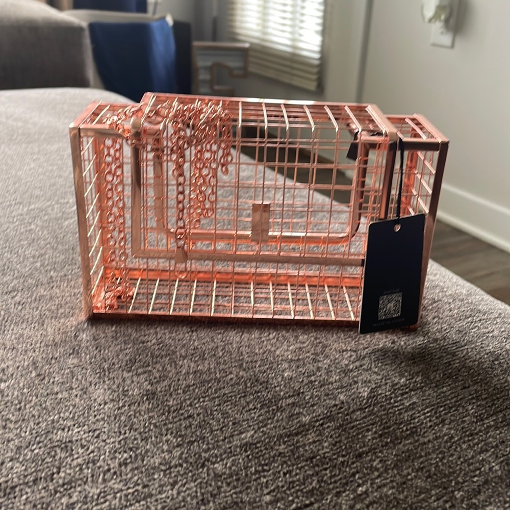 Rose gold cage purse